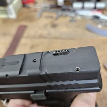 Dynamic Weapon Solutions - Photo of compromised drop safety on a 4" Springfield XD with no rear support. - Guns & Ammo Near Me - Huntington Beach, California Dynamic Weapon Solutions - Photo of compromised drop safety on a 4" Springfield XD with no rear support. - Guns & Ammo Near Me - Huntington Beach, California