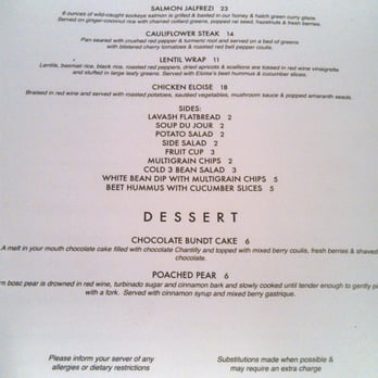 Eloise - New Menu - Page 4 of 4 - Cafes Near Me - El Paso, Texas Eloise - New Menu - Page 4 of 4 - Cafes Near Me - El Paso, Texas