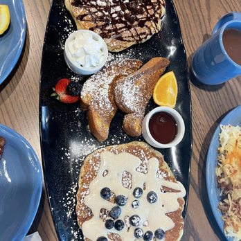 The Breakfast Club - The Midtown Trio - Chocolate Chip Pancake, Brioche French Toast, and Blueberry Lemon Ricotta Pancakes. - Breakfast & Brunch Near Me - San Mateo, California The Breakfast Club - The Midtown Trio - Chocolate Chip Pancake, Brioche French Toast, and Blueberry Lemon Ricotta Pancakes. - Breakfast & Brunch Near Me - San Mateo, California