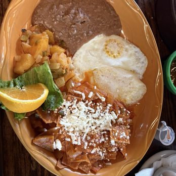 Don Pepe's Mexican Bar & Grill - Chilaquiles, eggs, corn tortillas in a red sauce, beans, steamed potatoes - Mexican Near Me - Pasadena, Texas Don Pepe's Mexican Bar & Grill - Chilaquiles, eggs, corn tortillas in a red sauce, beans, steamed potatoes - Mexican Near Me - Pasadena, Texas