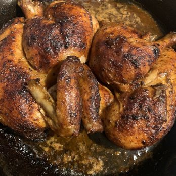 Barons Quality Meats & Seafood - Red Dragon marinated chicken halves. Cooked in cast iron skillet at 350 until tender. Added some chicken stock to baste and keep it juicy. - Meat Shops Near Me - Castro Valley, California