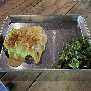 Harrie's Jailhouse - "Benedict Bake" (egg soufflé baked with Black Forest ham & English muffins, topped with hollandaise & scallions, balsamic dressed arugula) - Sandwiches Near Me - Middletown, Connecticut