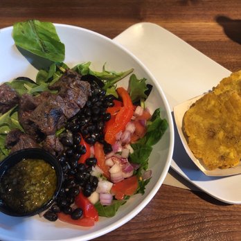 PINCHO - The chimichurri steak salad bowl with a a side of tostones. - Burgers Near Me - Hialeah, Florida PINCHO - The chimichurri steak salad bowl with a a side of tostones. - Burgers Near Me - Hialeah, Florida