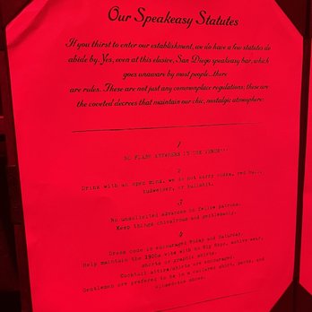 Prohibition - Menu - Lounges Near Me - San Diego, California Prohibition - Menu - Lounges Near Me - San Diego, California