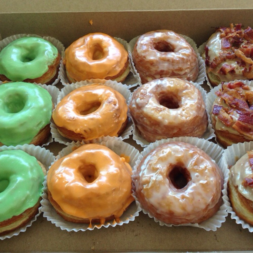 Bakers Donuts - Green tea, thai tea, glazed and maple bacon CRONUTS. - Donuts Near Me - Sacramento, California
