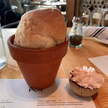Terrain Cafe - Complimentary bread served in a flower pot - New American Near Me - Westport, Connecticut Terrain Cafe - Complimentary bread served in a flower pot - New American Near Me - Westport, Connecticut