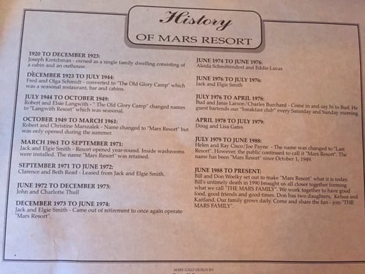 Menu photo 3 Mars Resort Lake Geneva, WI
