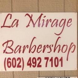 La Mirage Barbershop - Main sign.