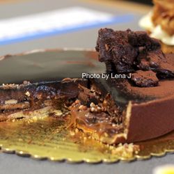 Inside of Salted Caramel Chocolate Crunch Tart ($50) - Thanksgiving special