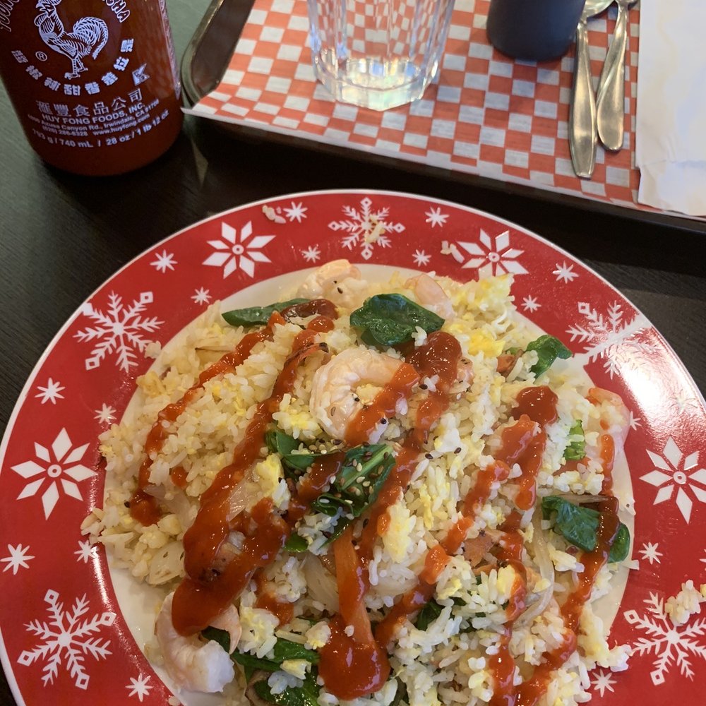 Seafood fried rice (I added sriracha) Seafood fried rice (I added sriracha)