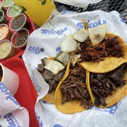 Lengua, chorizo, asada and barbacoa Lengua, chorizo, asada and barbacoa