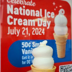 Vanilla Cone (small $3.59) - $0.50 on National Ice Cream Day!