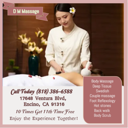 D M Massage - Whether it's stress, physical recovery, or a long day at work, D M Massage has helped
many clients relax in the comfort of o...