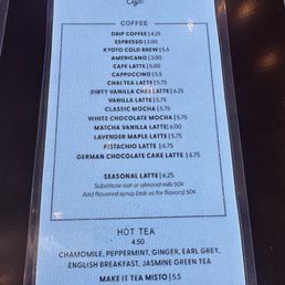 Drink menu Drink menu