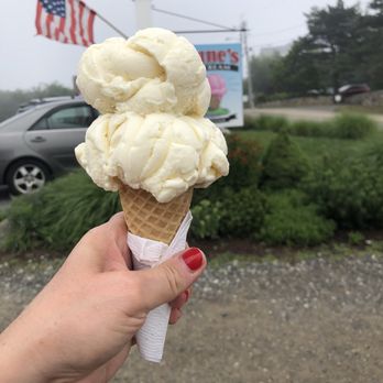 Dunne's Ice Cream - "Small" vanilla cone. Best ice cream ever - Ice Cream & Frozen Yogurt Near Me - York, Maine