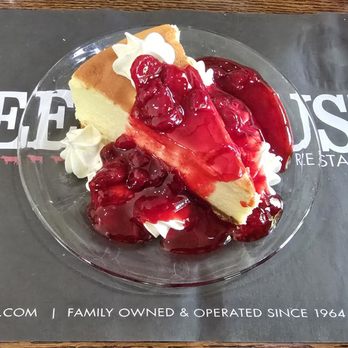 The Beef House - Dessert! Cheesecake with strawberries - Seafood Near Me - Covington, Indiana