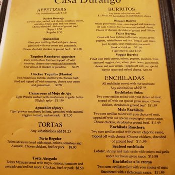 Casa Durango - Menu - Mexican Near Me - Burien, Washington Casa Durango - Menu - Mexican Near Me - Burien, Washington