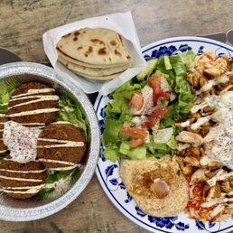 Chicken shawarma plate and side of falafel Chicken shawarma plate and side of falafel