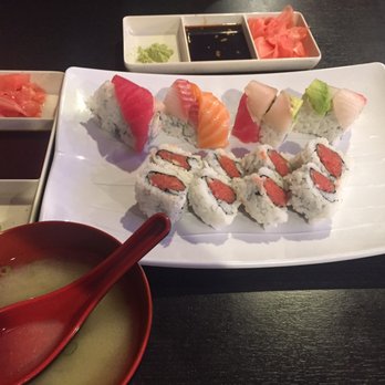 KOYA SUSHI - Spicy tuna and rainbow roll and miso soup - Japanese Near Me - Whittier, California