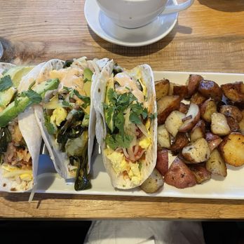 Alexanders Cafe - Breakfast Tacos with Pablano Peppers , and Roasted Potatoes. - Breakfast & Brunch Near Me - Saint Charles, Illinois