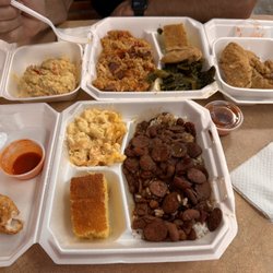 A Taste Of Louisiana - Cajun Fried Chicken, jambalaya, red beans and rice, Mac and cheese, collard greens, potato salad and the amazing corn bread!!!