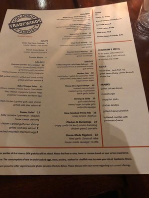 Menu photo 3 Tradewinds Restaurant Orlando, FL