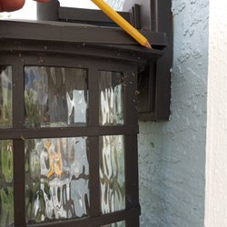 Gap between lid and body of garage light.