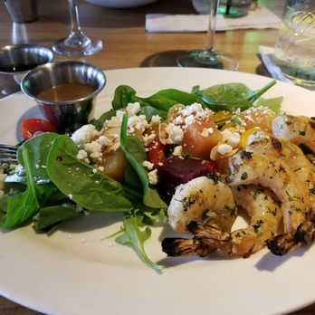 Burt & Max's - Roasted beet salad with grilled shrimp.  May look small, but it was sufficient for a meal. - Bars Near Me - Delray Beach, Florida
