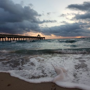Deerfield Beach - It was wavy. The sunrise was started to come up. - Beaches Near Me - Deerfield Beach, Florida