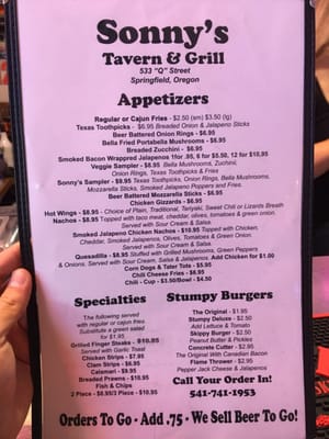 Menu photo 1 Sonny's Tavern Springfield, OR Menu photo 1 Sonny's Tavern Springfield, OR