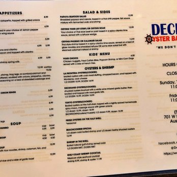 Deckhand Oyster Bar - Deckhand Menu 1 - Seafood Near Me - Austin, Texas Deckhand Oyster Bar - Deckhand Menu 1 - Seafood Near Me - Austin, Texas