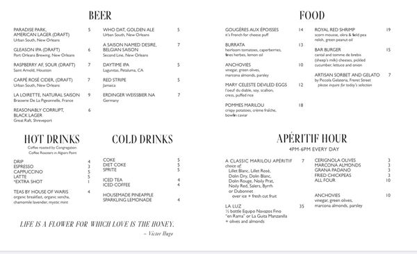 Menu photo 7 Bar Métier New Orleans, LA Menu photo 7 Bar Métier New Orleans, LA