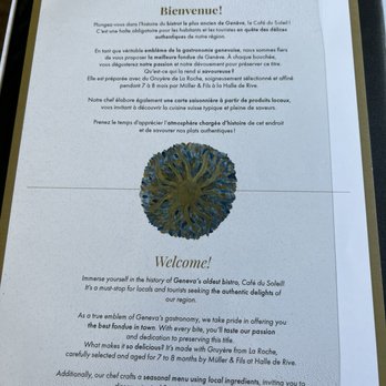 Café du Soleil - One page of the menu - Fondue Near Me - Geneva, GE Café du Soleil - One page of the menu - Fondue Near Me - Geneva, GE
