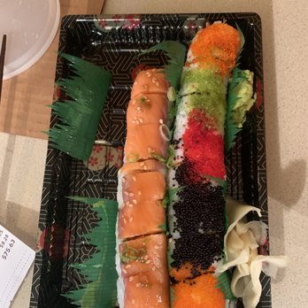Osaka III Japanese - Super Crunch Roll on the left, Palm Tree Roll on the right. Super Crunch Roll isn't crunchy and the smoked salmon is awful. - Japanese Near Me - Waynesboro, Virginia