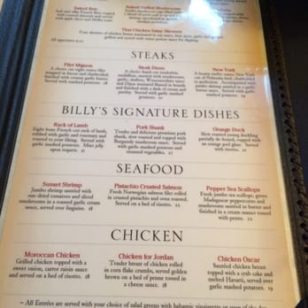 Billy's Restaurant - Menu - New American Near Me - Lincoln, Nebraska