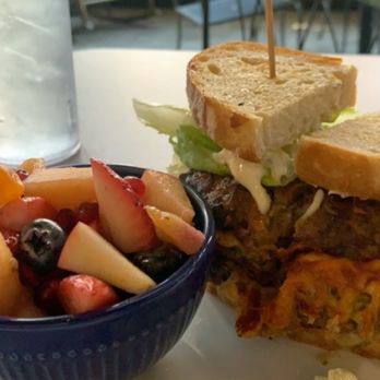 The Parsonage - Fantastic meatloaf sandwich with habenero pepper cheese, lettuce, and aoli + fresh fruit side - Breakfast & Brunch Near Me - Jonesboro, Arkansas The Parsonage - Fantastic meatloaf sandwich with habenero pepper cheese, lettuce, and aoli + fresh fruit side - Breakfast & Brunch Near Me - Jonesboro, Arkansas