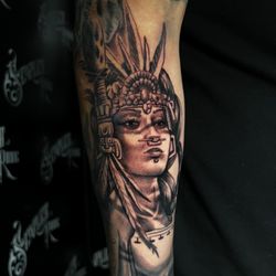 The Scarlett Rose Tattoo - Aztec tattoo done by @Speedy1nk @TheScarlettRoseTattoo