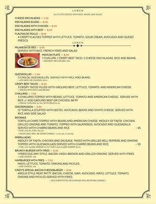 Menu photo 4 Cindy's Cafe Restaurant Mission, TX