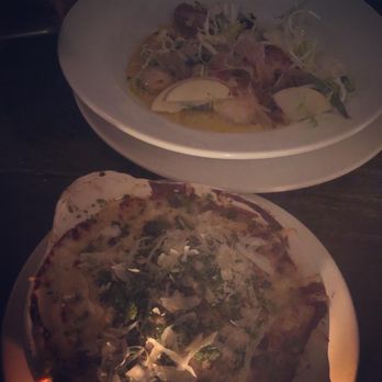 Almond Restaurant - Front of picture is side order of macaroni and cheese and back of picture is scallop dish. - New American Near Me - Bridgehampton, New York