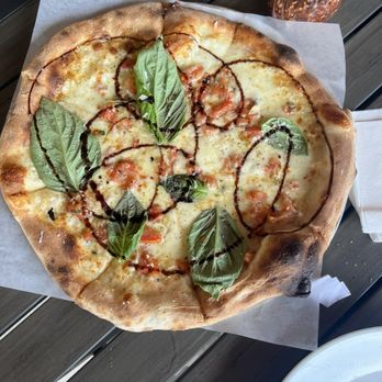 La Pizzeria Metro - Bianco Bruschetta pizza. Usually a square pizza but they ran out of that dough - Pizza Near Me - Wilmington, Delaware