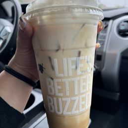 Banana cold foam iced caramel latte