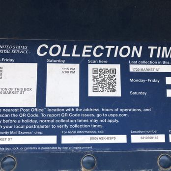 US Post Office - Collection times for parking lot mailbox:  Monday-Friday 12:00, 3:15, 5:15, 6:30 p.m.; Saturday 1:15, 6:00 p.m. - Post Offices Near Me - Saint Louis, Missouri