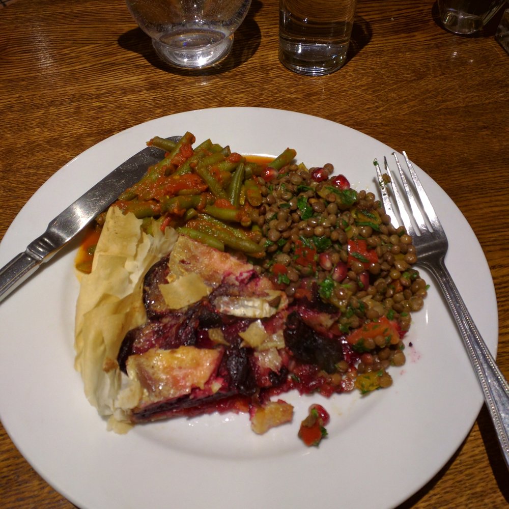 Jakobs - Beet quiche, lentil salad, and green bean stew - Mediterranean Near Me - London, XGL