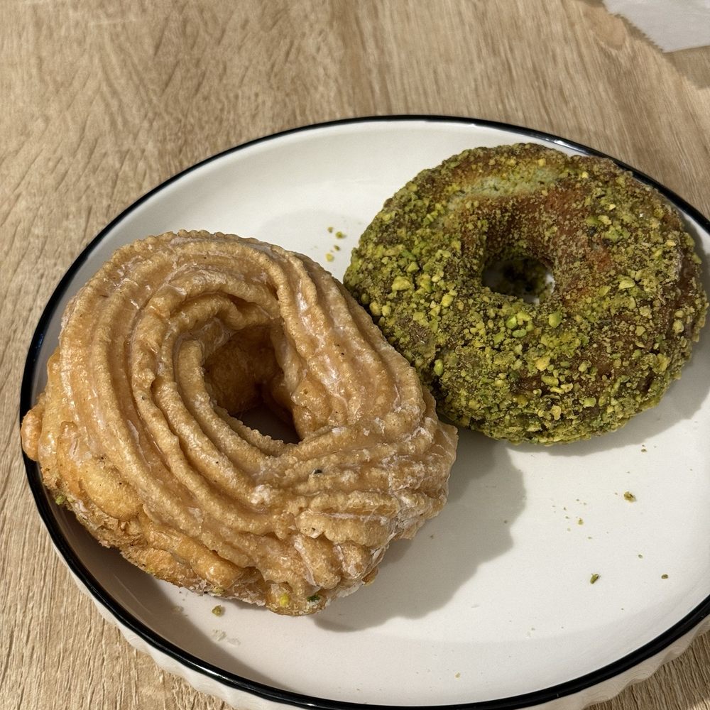 Cruller + Pistachio Cake Donuts