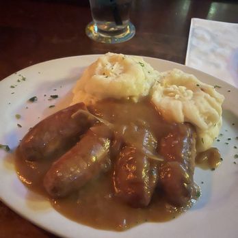McMullan's Irish Pub - 5/5 stars- Bangers and mash no peas double mash and extra onion gravy on the side. GRAVY IS AMAZING! - Irish Near Me - Las Vegas, Nevada