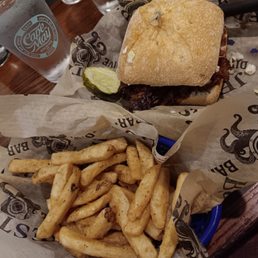 BBQ  Rib Sandwich and Fries