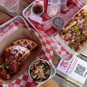 Sweet Chick - Honey garlic tendies, brussel sprouts, overloaded fries! Wooooooo!!! - Breakfast & Brunch Near Me - Brooklyn, New York Sweet Chick - Honey garlic tendies, brussel sprouts, overloaded fries! Wooooooo!!! - Breakfast & Brunch Near Me - Brooklyn, New York