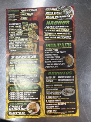 Menu photo 1 Taquería Arandas Sonora, CA