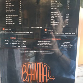 Bahn Thai - Menu - Thai Near Me - San Diego, California Bahn Thai - Menu - Thai Near Me - San Diego, California