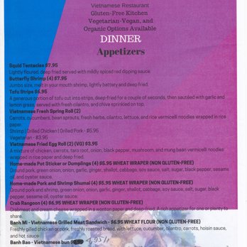 Blue Taro - Dinner Menu/Feb 2018/Page 1 of 4. - Vietnamese Near Me - Rochester, New York
